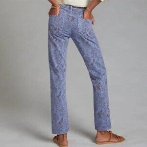 Anthropologie Pilcro Blue Floral Slim Boyfriend Straight Leg Jeans 27